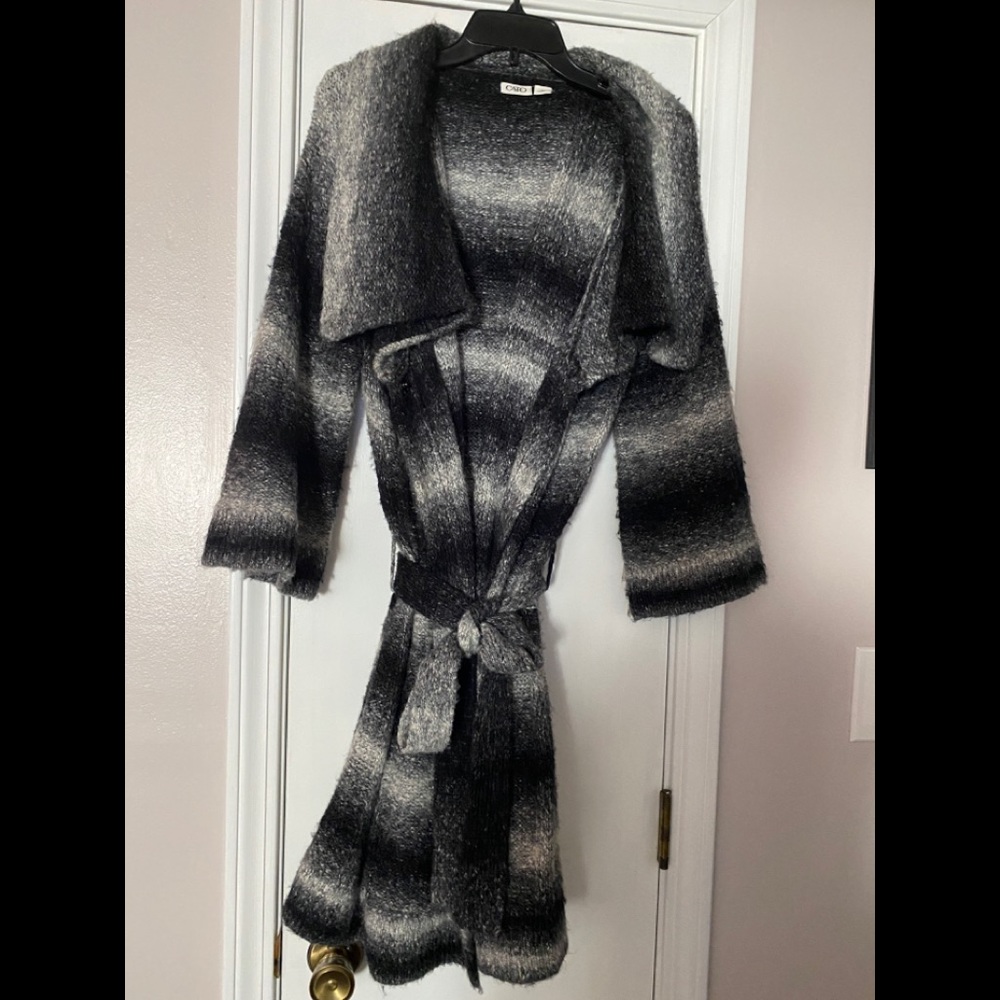 Wool sweater coat.
